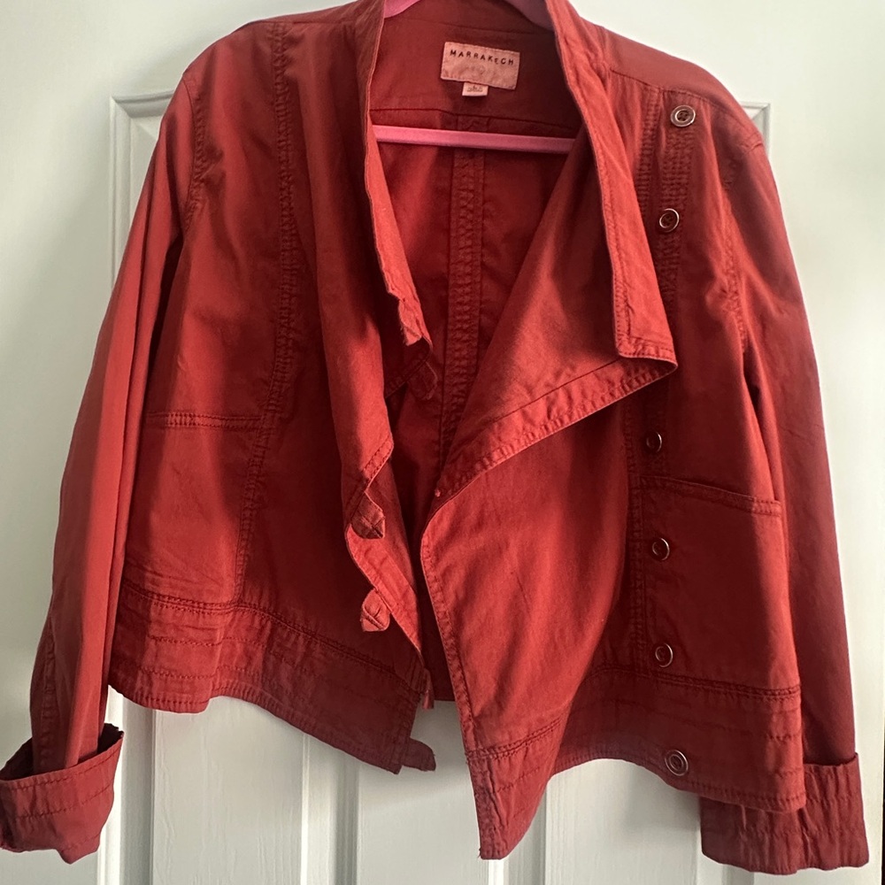 Anthropologie Brick Red Utility Jacket